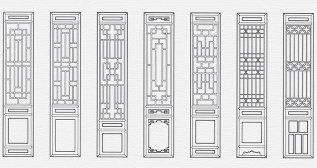 瓜州常用中式仿古花窗图案隔断设计图